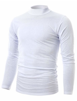 OHOO Mens Slim Fit Soft Cotton Pullover Lightweightweight Turtleneck