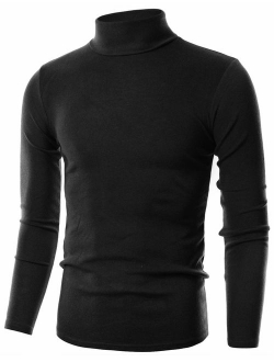 OHOO Mens Slim Fit Soft Cotton Pullover Lightweightweight Turtleneck