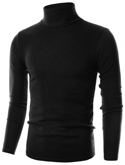 OHOO Mens Slim Fit Soft Cotton Pullover Lightweightweight Turtleneck