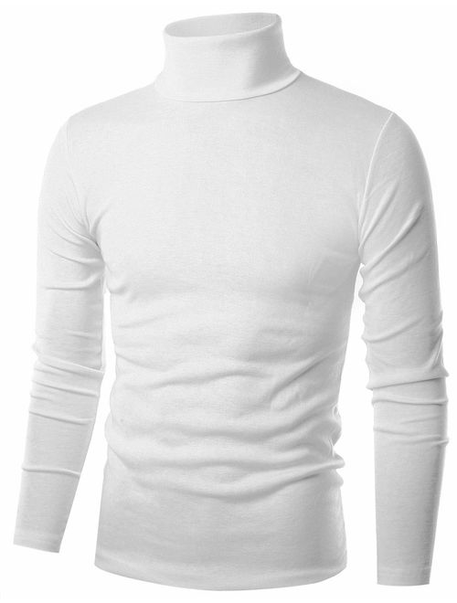 OHOO Mens Slim Fit Soft Cotton Pullover Lightweightweight Turtleneck