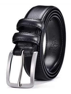 DWTS Men's Genuine Leather Classic Casual Dress Belt with Single Prong Buckle