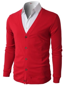 H2H Mens Casual Slim Fit Cardigans V-Neck Basic Designed Long Sleeve Button Down