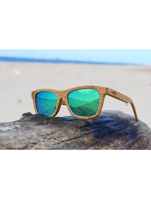 RAWWOOD Originals Wooden Polarized Bamboo Wood Sunglasses 100% Floating Wayfarer Shades