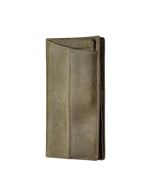 Le'aokuu Mens Leather Zipper Pocket Id Business Card Case Holder Organizer Wallet Phone Case Designer Bifold Checkbook Purse