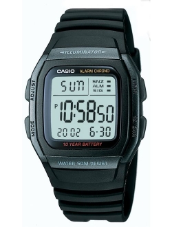 Men's W96H-1BV Classic Sport Digital Black Watch