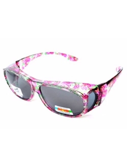 Polarized Rhinestone Wear Over Prescription Sunglasses- Size Large -Oval Rectangular Fit Over Lens Cover Sunglasses