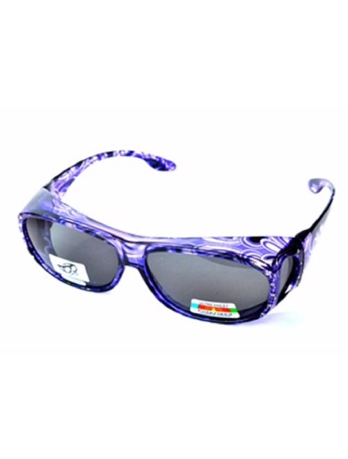 Polarized Rhinestone Wear Over Prescription Sunglasses- Size Large -Oval Rectangular Fit Over Lens Cover Sunglasses