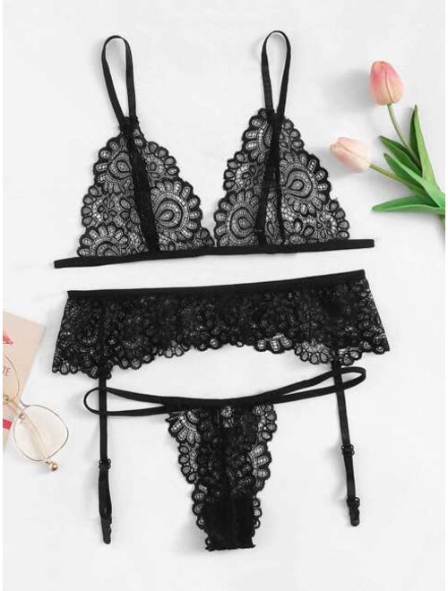 Buy Lace Garter Lingerie Set online | Topofstyle