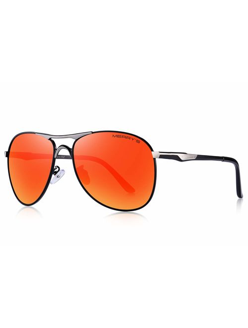 MERRY'S Men Classic Pilot Sunglasses HD Polarized Shield Sunglasses for Mens Driving UV400 Protection S8175