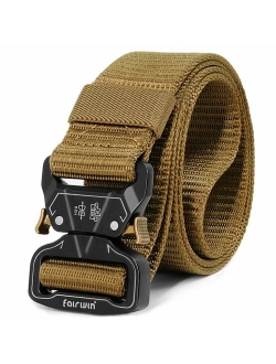 Fairwin Tactical Belt for Men, Military Style Utility Nylon Rigger Belt with Heavy-Duty Unique Quick-Release Metal Buckle