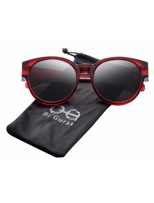 Br'Guras Polarized Oversized Fit over Sunglasses Over Prescription Glasses with Cat Eye Frame for Women&Men