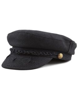 THE HAT DEPOT Winter Unisex Wool & Faux Leather Greek Fisherman Sailor Fiddler Driver Hat Flat Cap