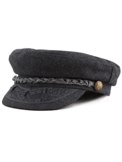 THE HAT DEPOT Winter Unisex Wool & Faux Leather Greek Fisherman Sailor Fiddler Driver Hat Flat Cap