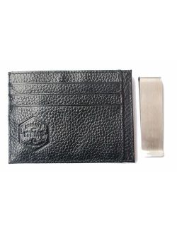 Mens Money Clip Wallet - Front Pocket Wallet - RFID Black Genuine Leather