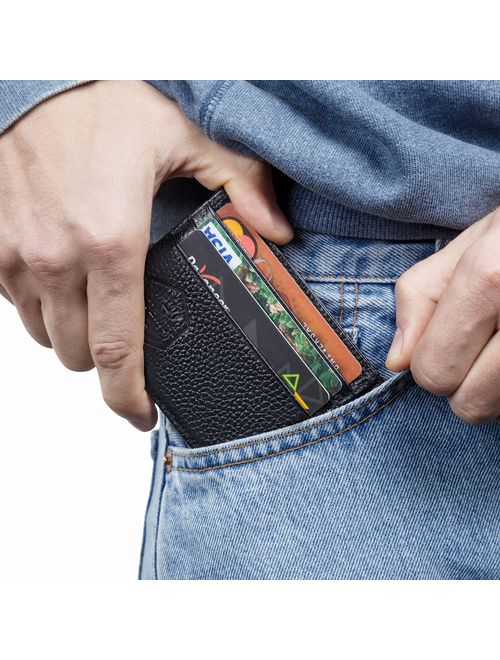 Mens Money Clip Wallet - Front Pocket Wallet - RFID Black Genuine Leather