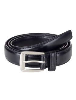 Sportoli Men's Genuine Leather Classic Stitched Uniform Dress Belt - Black Brown