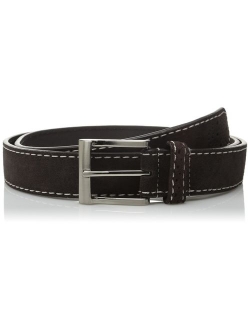 Men's Casual Genuine Suede Leather Belt with Contrast Stitched Edge