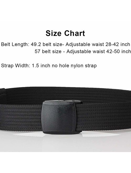 Hoanan 2 Pack Nylon Belt Outdoor Non-Metal Mens Military Web 1.5