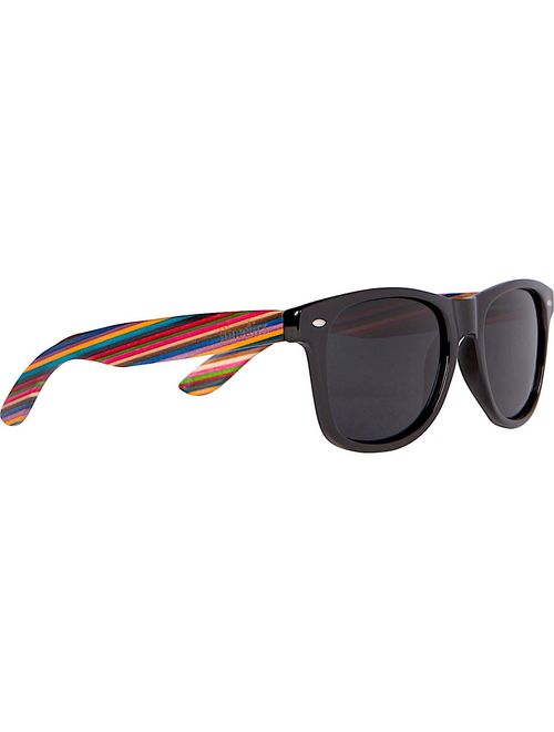 Woodies Rainbow Wood Sunglasses with Black Polarized Lenses