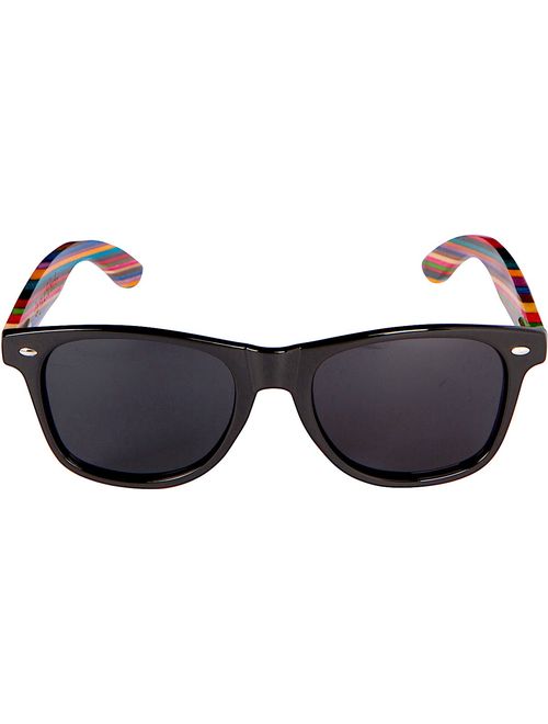 Woodies Rainbow Wood Sunglasses with Black Polarized Lenses