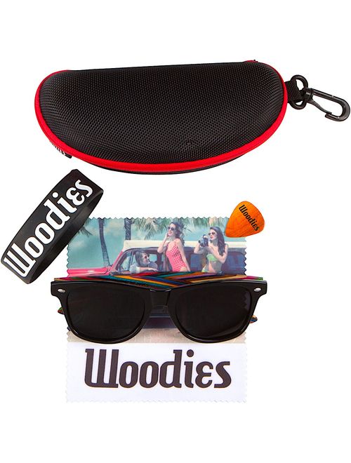 Woodies Rainbow Wood Sunglasses with Black Polarized Lenses