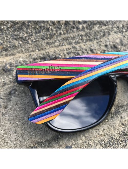 Woodies Rainbow Wood Sunglasses with Black Polarized Lenses