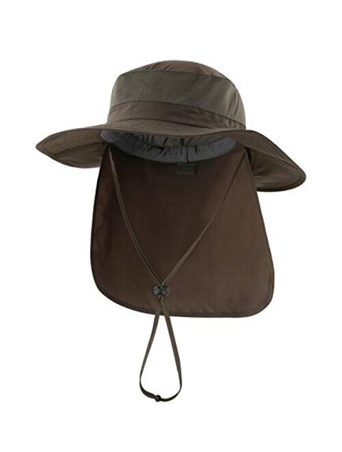 Home Prefer Outdoor UPF50+ Mesh Sun Hat Wide Brim Fishing Hat with Neck Flap