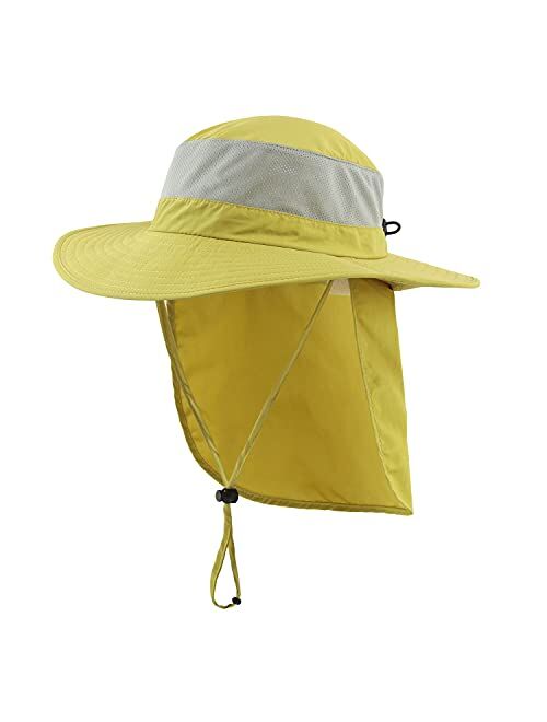 Home Prefer Outdoor UPF50+ Mesh Sun Hat Wide Brim Fishing Hat with Neck Flap