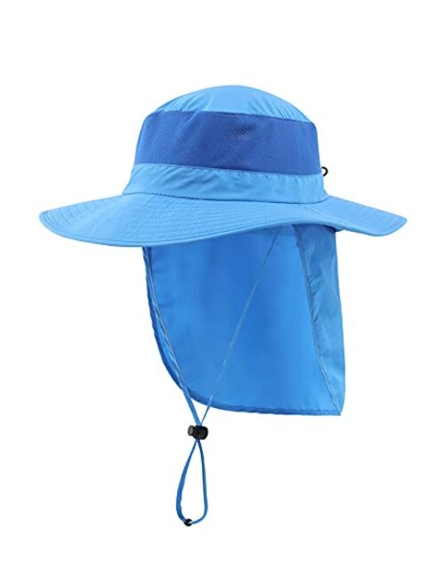 Home Prefer Outdoor UPF50+ Mesh Sun Hat Wide Brim Fishing Hat with Neck Flap