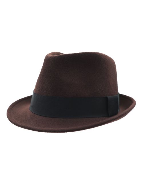 Home Prefer Men's Wool Felt Winter Hat Short Brim Fedora Hat