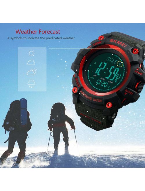 Watch Compass, Altimeter Barometer Thermometer Temperature, Pedometer Watch, Military Army Waterproof Outdoors Sport Digital Watch for Men