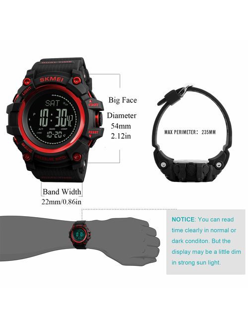 Watch Compass, Altimeter Barometer Thermometer Temperature, Pedometer Watch, Military Army Waterproof Outdoors Sport Digital Watch for Men