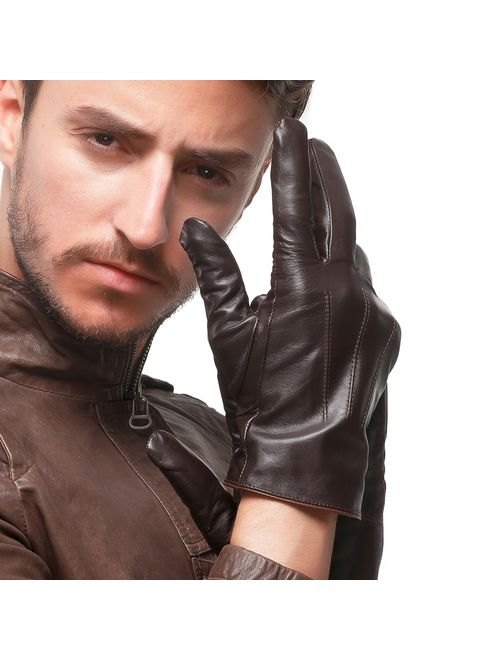 Nappaglo Men's Genuine Touchscreen Nappa Leather Gloves Driving Winter Warm Mittens