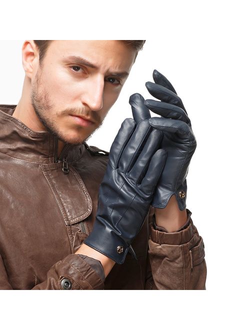 Nappaglo Men's Genuine Touchscreen Nappa Leather Gloves Driving Winter Warm Mittens