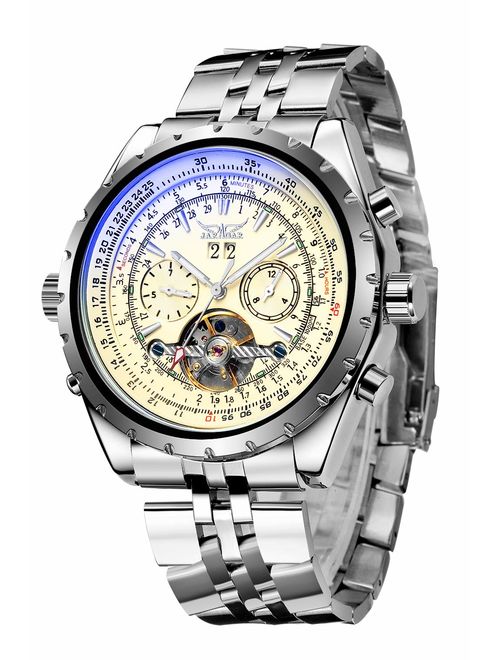 Gute Men Automatic Watch,Orkina Leisure Automatic Mechanical Wristwatch Golden Skeleton Luminous Hand