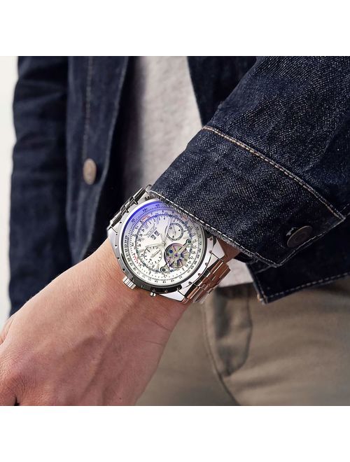 Gute Men Automatic Watch,Orkina Leisure Automatic Mechanical Wristwatch Golden Skeleton Luminous Hand