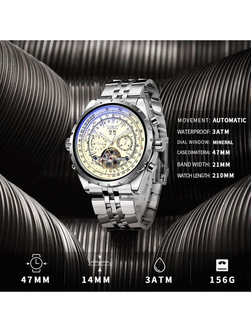 Gute Men Automatic Watch,Orkina Leisure Automatic Mechanical Wristwatch Golden Skeleton Luminous Hand