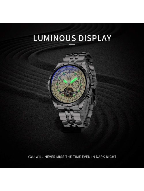 Gute Men Automatic Watch,Orkina Leisure Automatic Mechanical Wristwatch Golden Skeleton Luminous Hand