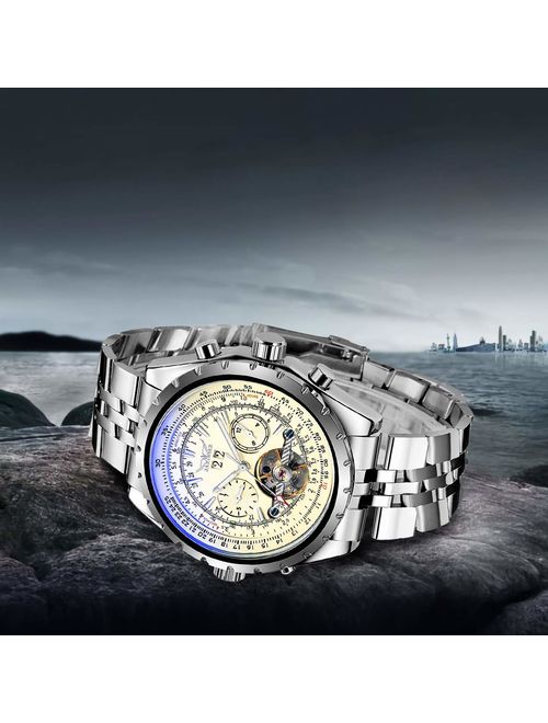 Gute Men Automatic Watch,Orkina Leisure Automatic Mechanical Wristwatch Golden Skeleton Luminous Hand