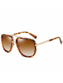 Oversized Square Sunglasses for Men Women Pilot Shades Gold Frame Retro Brand Designer