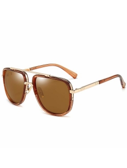 Oversized Square Sunglasses for Men Women Pilot Shades Gold Frame Retro Brand Designer