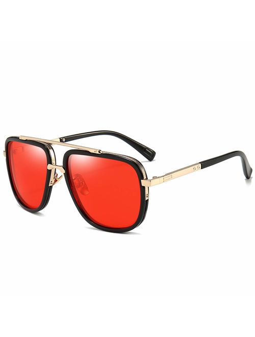 Oversized Square Sunglasses for Men Women Pilot Shades Gold Frame Retro Brand Designer