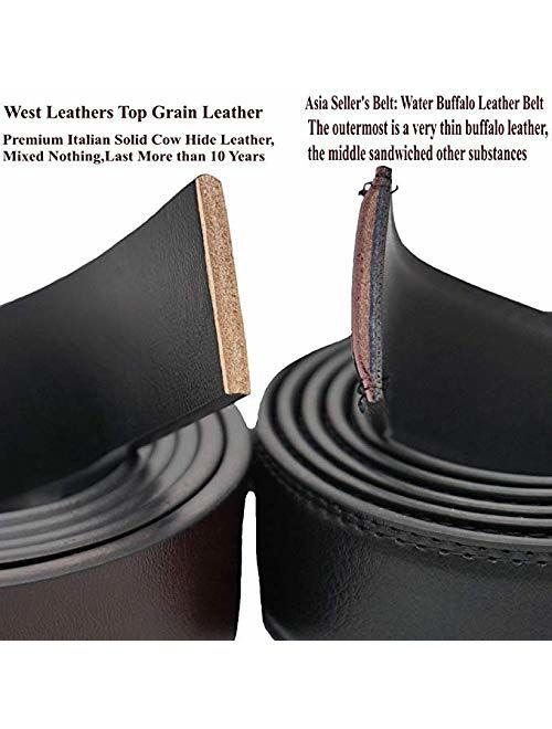 Men's Belt,West Leathers Slide Ratchet Belt for Men with Top Grain Leather,Trim to Fit