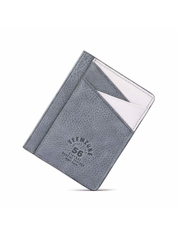 Teemzone Minimalist RFID Mens Slim Wallet Genuine Leather Pocket Credit Card Case Holder