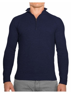 CC Perfect Slim Fit 1/4 Quarter Zip Pullover Men | Durable Wash Friendly Mens Sweater | Soft Fitted Sweaters for Men