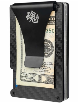 Minimalist Carbon Fiber Wallet - Aluminum Wallet With Money Clip For Men Women