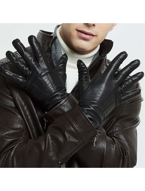 Luxury Soft Leather Gloves for Men - Sheep and Deer Skin Leather Men's Gloves Cashmere or Wool Lined Winter