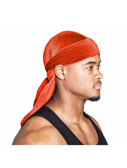 Snatched Flames Velvet Du-Rag-Premium Quality-Wave Cap Long Straps