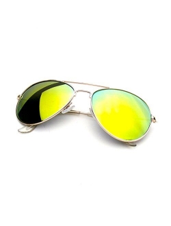 Emblem Eyewear - Premium Classic Metal Frame Reflective Mirror Lens Aviator Sunglasses