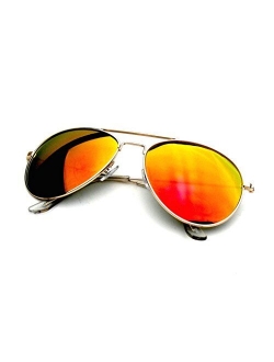 Emblem Eyewear - Premium Classic Metal Frame Reflective Mirror Lens Aviator Sunglasses